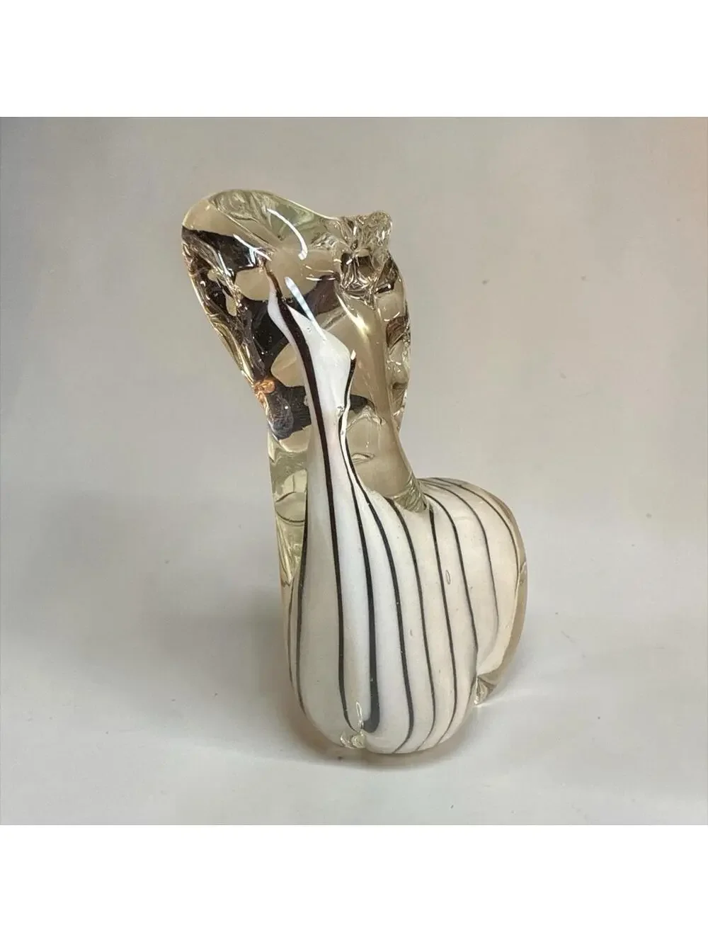 MCM Murano Style Art Glass Zebra Striped Figurine 5"H - Picture 4 of 7